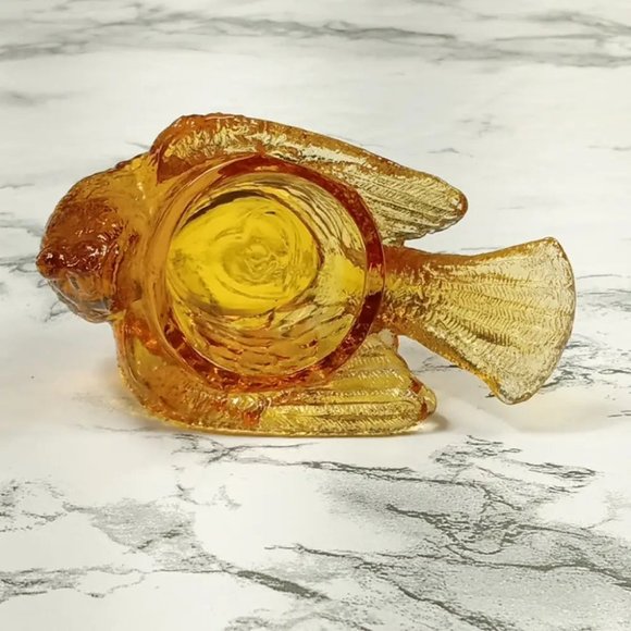 Degenhart Glass Bird & Berry Trinket Paperweight Open Salt Vtg - Picture 7 of 8